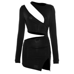 Long sleeve hollow out slit dress