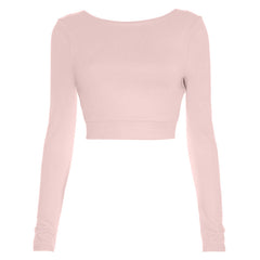 Long sleeve backless button crop top