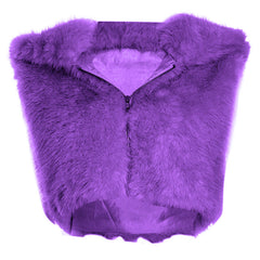 Hoodie sleeveless zip-up fluffy top