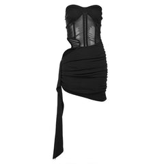 Sweetheart neck hollow out ruched tube cut out mini dress