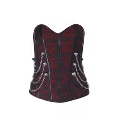 Sweetheart neck corset zip-up metal chain top