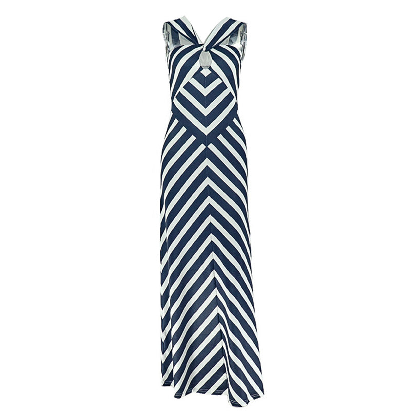 Zebra print hollow out cut out maxi dress