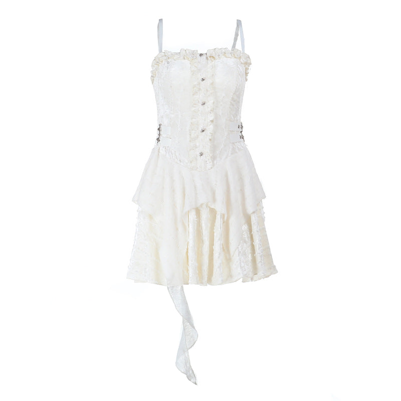 Ruffle lace buckle cami top