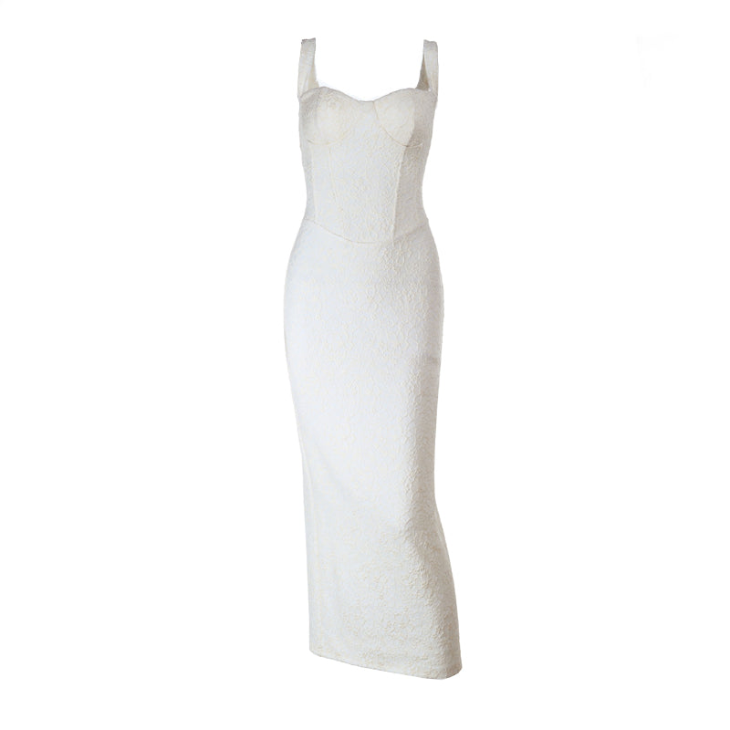 V neck slit zip-up cami maxi dress