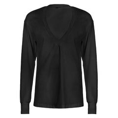 Deep v neck long sleeve solid top