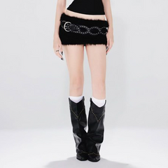 Fluffy A line solid mini skirt