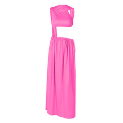 Ruched backless high slit crop maxi skirt set