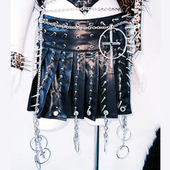 Cross applique metal chain hollow out cut out top