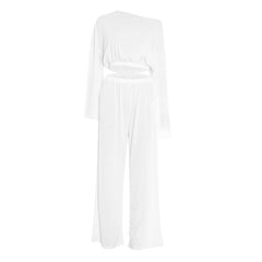 Long sleeve crewneck ruched medium rise pant set
