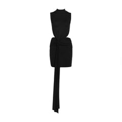 High neck ruched hollow out cut out mini dress