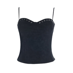 V neck zip-up backless solid cami top