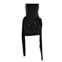 Corset backless ruched solid tube mini dress