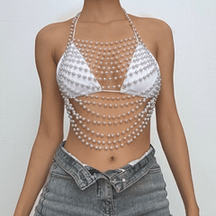 Halter backless beaded hollow out cut out top