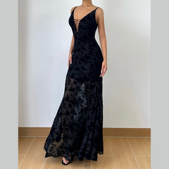 Zip-up v neck print cami maxi dress