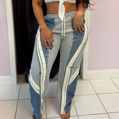 Drawstring pocket medium rise straight leg pant