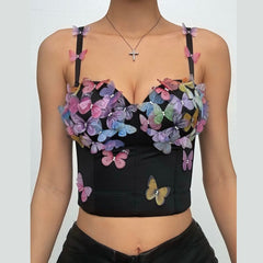 V neck butterfly applique backless cami top