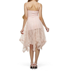 Lace irregular ruffle cami mini dress