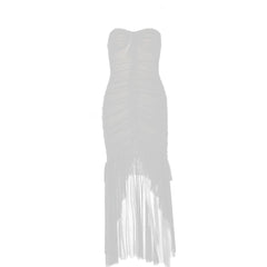 Sweetheart neck ruched ruffle tube midi dress-final-sale