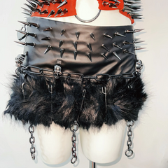 Hollow out o ring rivet applique halter cut out top