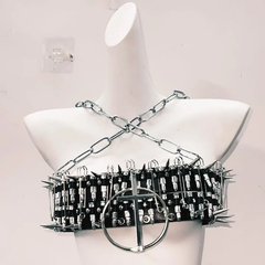 O ring metal chain rivet cami top