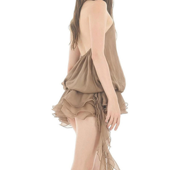 Ruffle halter irregular backless mini dress