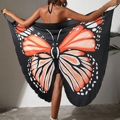 Butterfly pattern mesh 2-way cami midi dress