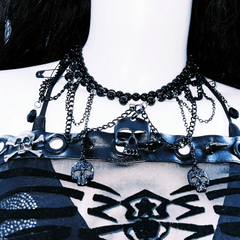 Off shoulder long sleeve skeleton pattern top