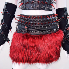 PU leather o ring rivet applique metal chain top