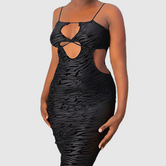 Hollow out self tie print cami cut out maxi dress