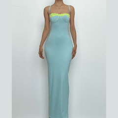 Lace hem backless cami maxi dress