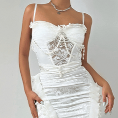 Beaded ruffle padded cami top