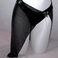 Hollow out skull applique backless cami bodysuit