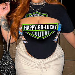 Short sleeve crewneck hollow out letter print cut out top