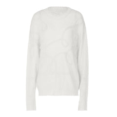 Crewneck long sleeve knitted abstract pattern top