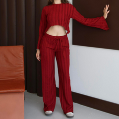 Long sleeve crewneck crop pant set