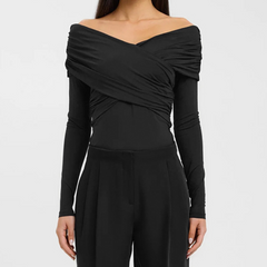 Off shoulder ruched cross front top