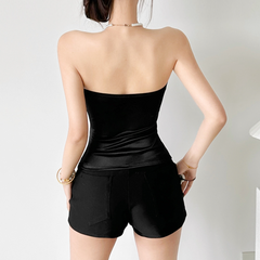 Flower applique beaded tube top