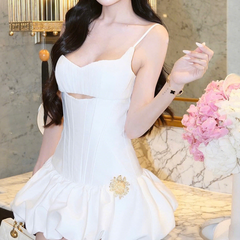 V neck hollow out cami cut out mini dress
