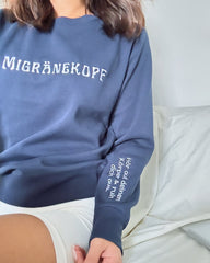 "Migränekopf" Rundhals-Sweatshirt â€?Hör auf deinen Körper & ruh dich aus.