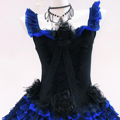Ruffle flower applique square neck zip-up mini dress
