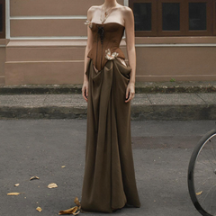 Butterfly applique hollow out corset tube dress
