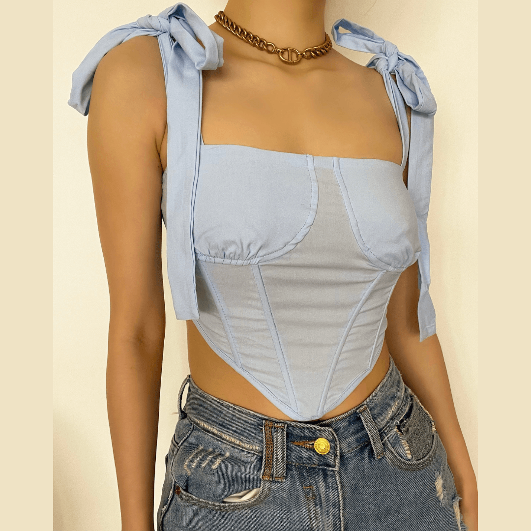 Self tie ribbed crop top