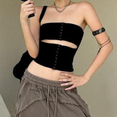 Hollow out solid backless tube cut out top