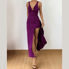 High slit o ring cami maxi dress