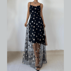 Mesh star glitter cami maxi dress