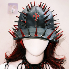 Metal chain lace up rivet applique zip-up top