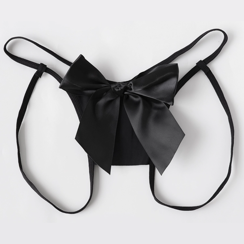 Adjustable bowknot applique open crotch short pant