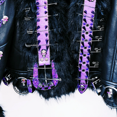Long sleeve fluffy o ring metal chain rivet applique top