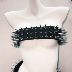 Skull applique rivet PU leather belt top