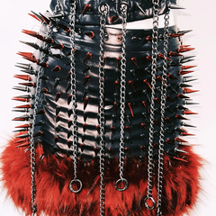 Metal chain o ring feather rivet applique top